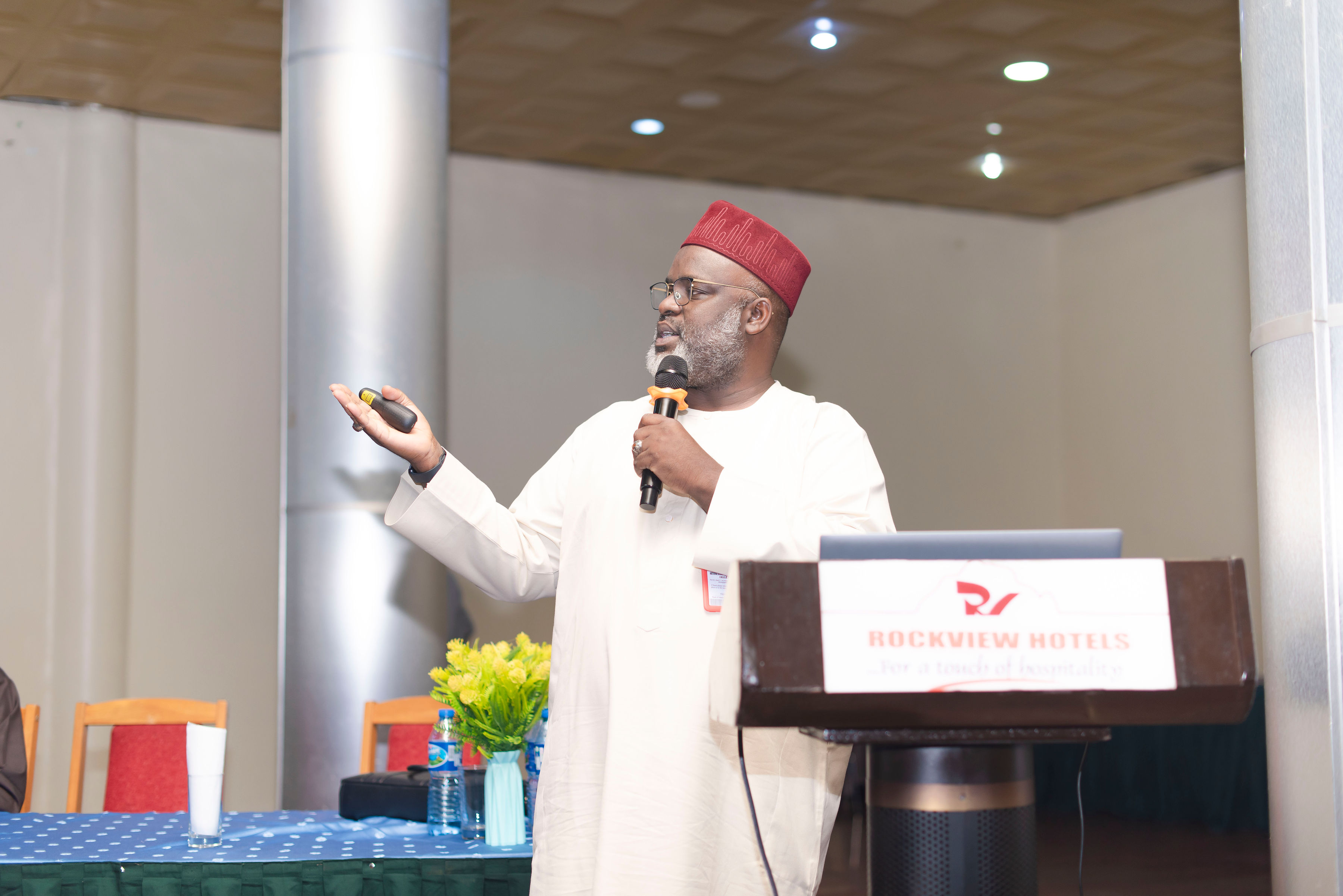 Professor Saleh Yuguda, MBBS, FMCPath, speaking to participants at the ADLM/ACCN/Academy of Medical Sciences of Nigeria workshop