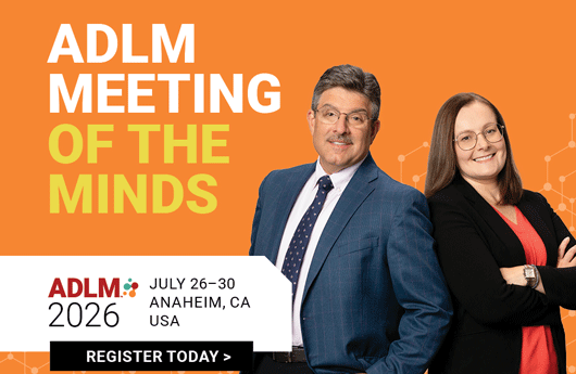 Save the date for ADLM 2026 with text reading "ADLM Meeting of the Minds July 26-30 Anaheim CA USA"