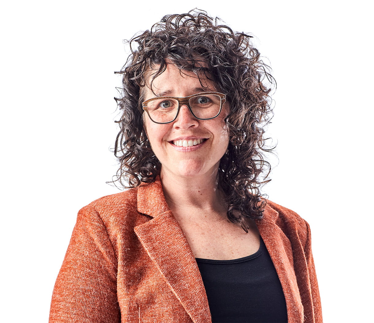 Woman posed for image on white background