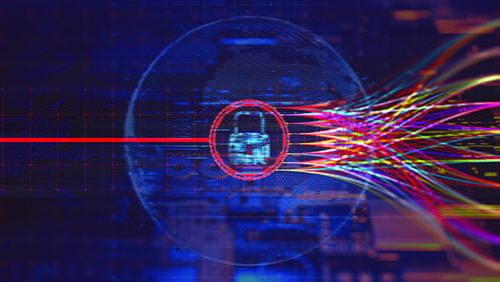 Digital coding in the shape of an eye with a lock as the pupil