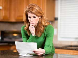 Woman reading lab results
