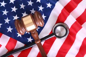 Gavel and American flag