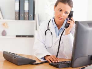 Doctor talking on the phone