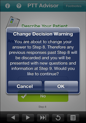 Change Decision Warning