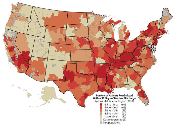 Percent of Patients Readmitted Within 30 Days Following Medical Discharge Among Hospital Referral Regions 2010