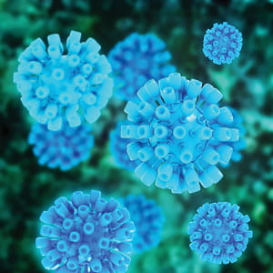 Virus under microscope